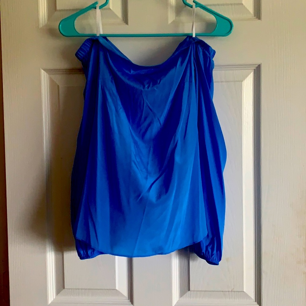 Off the shoulder light blue lily silk blouse
